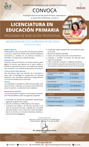 Convocatoria Licenciatura en Educación Primaria en Línea