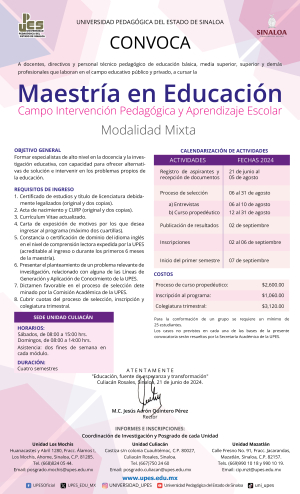 Maestría en Educación Campo Intervención Pedagógica y Aprendizaje Escolar