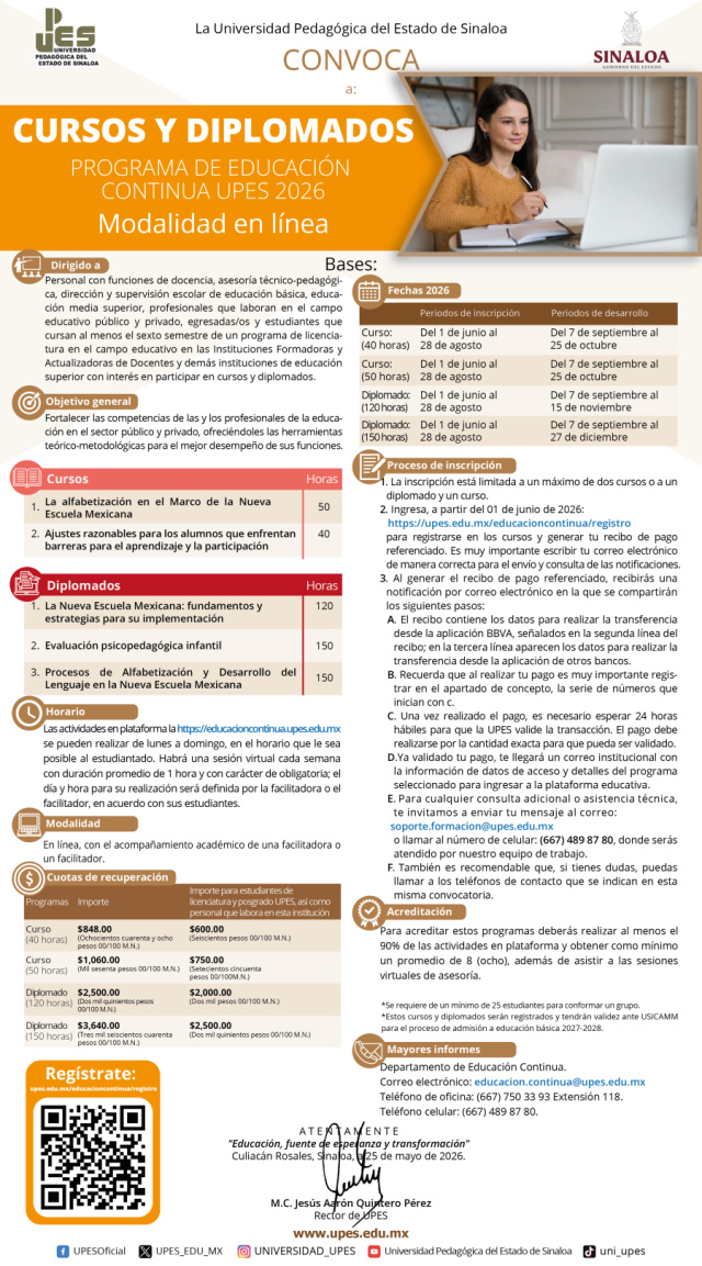 Convocatoria Cursos y diplomados en linea 2026
