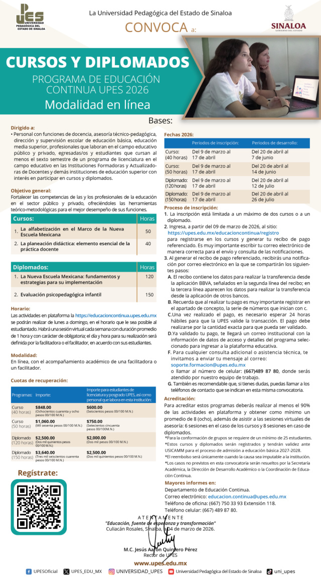 Convocatoria Cursos y diplomados en Línea 2026
