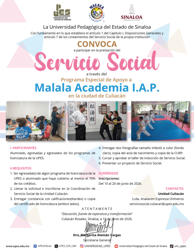 convocatoria Servicio Social junio Malala Academia 2026