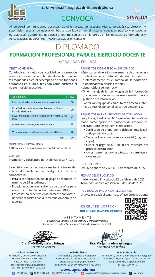 Convocatoria diplomado formación profesional para el ejercicio docente