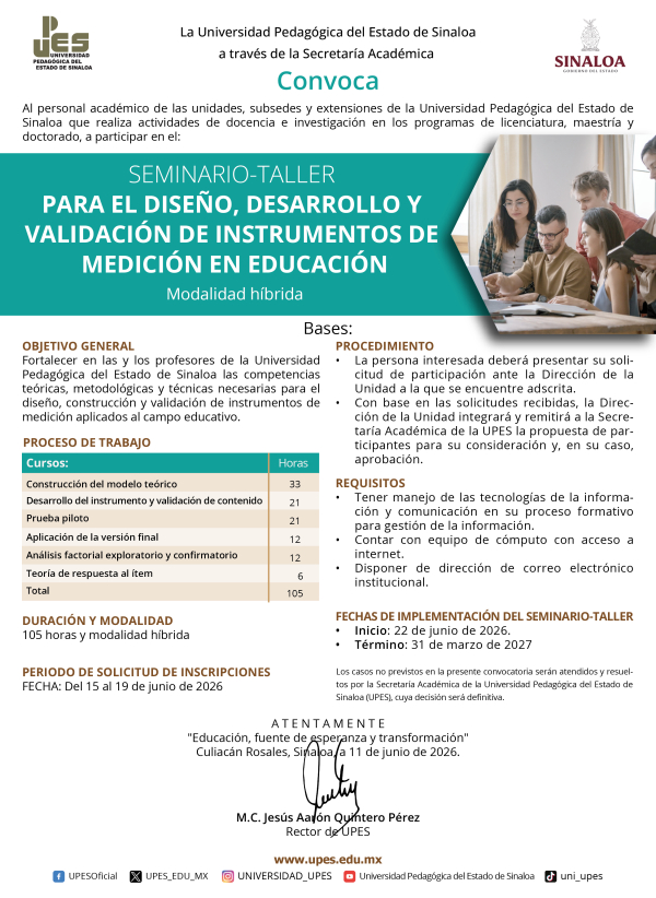 Convocatoria Seminario-taller para el diseño, desarrollo y validación de instrumentos de medición en educación 2026