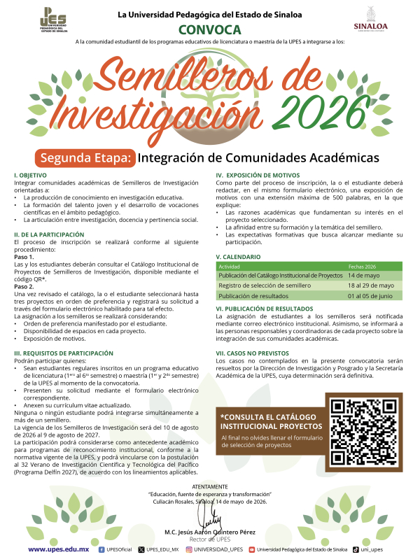 convocatoria Segunda ETAPA Semilleros de investigación 2026
