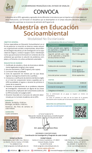 Convocatoria Maestría en Educación Socioambiental