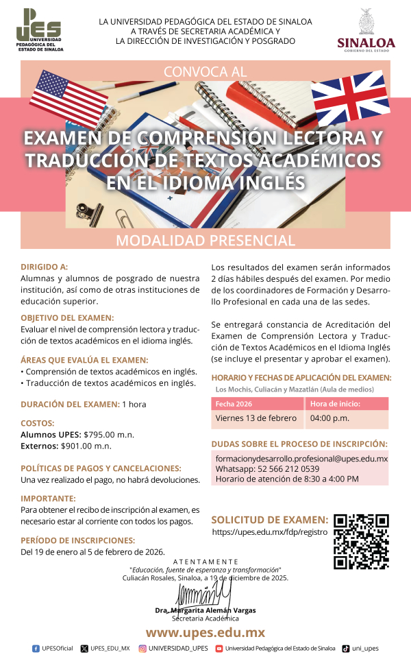 Calendario Examen de certificación de inglés