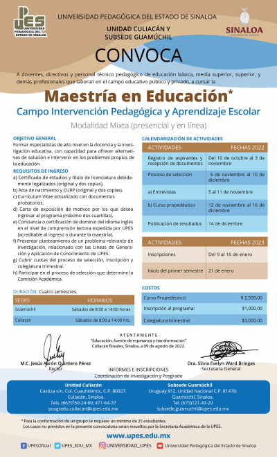 Maestr&iacute;a en Educaci&oacute;n Campo Intervenci&oacute;n Pedag&oacute;gica y Aprendizaje Escolar