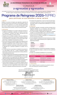 Convocatoria Programa de Reingreso 2026-1 (PRE)